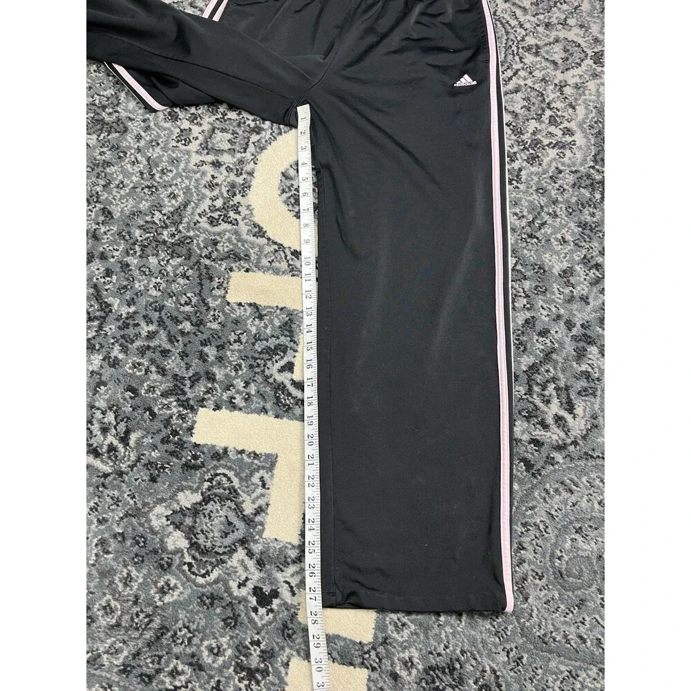 Mens Adidas Wide Leg Baggy Track Pants size Large Black Pink